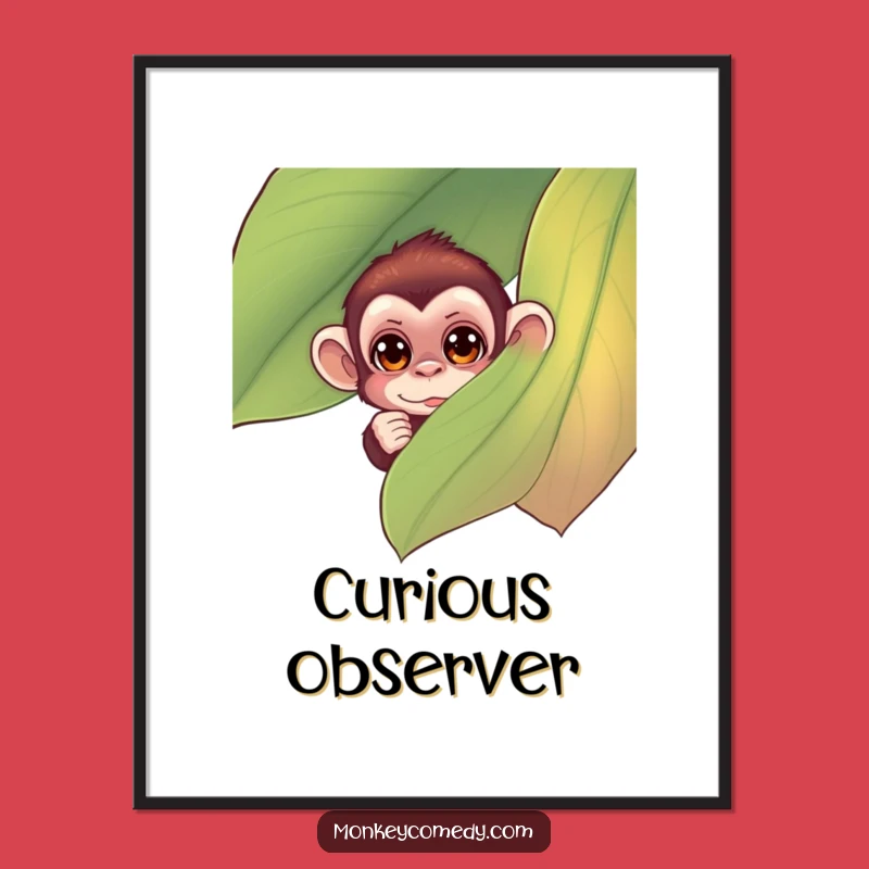 Funny Monkey Art Print - Hilarious Peeking Monkey Poster for Decor