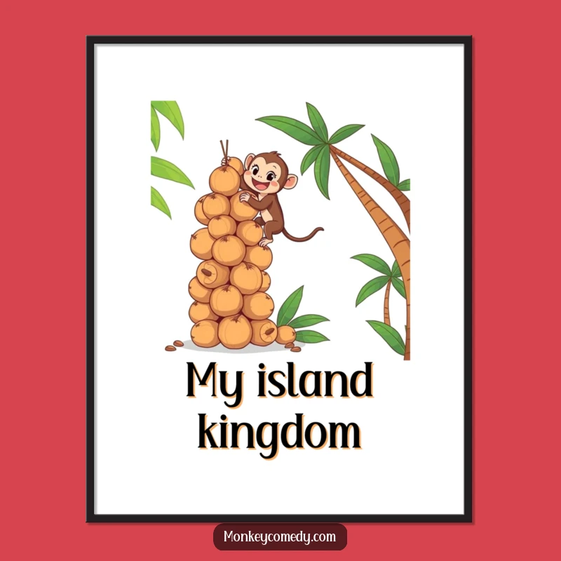 Funny Monkey Coconut Stack Poster: Inspiring Wall Art for Your Den