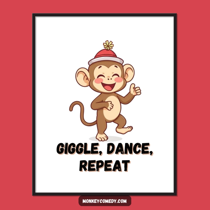 Funny Monkey Dancing Poster: Adorable Primate's Giggles Captured in Hilarious Art