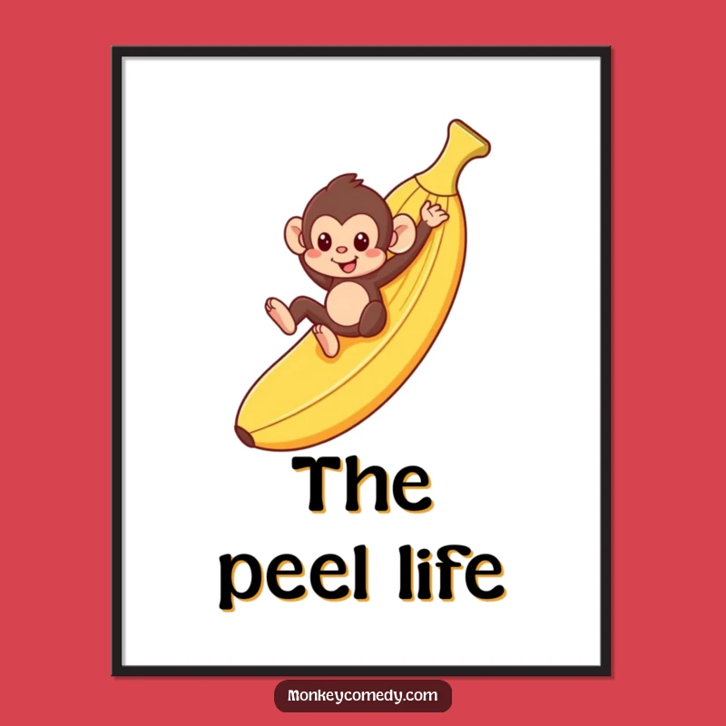 Funny Monkey Poster: Banana Slide Art, Slippery Monkey Funny Gift Print