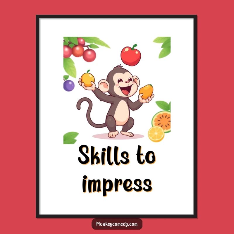 Funny Monkey Juggling Poster - Whimsical Wall Art for Primate Lovers