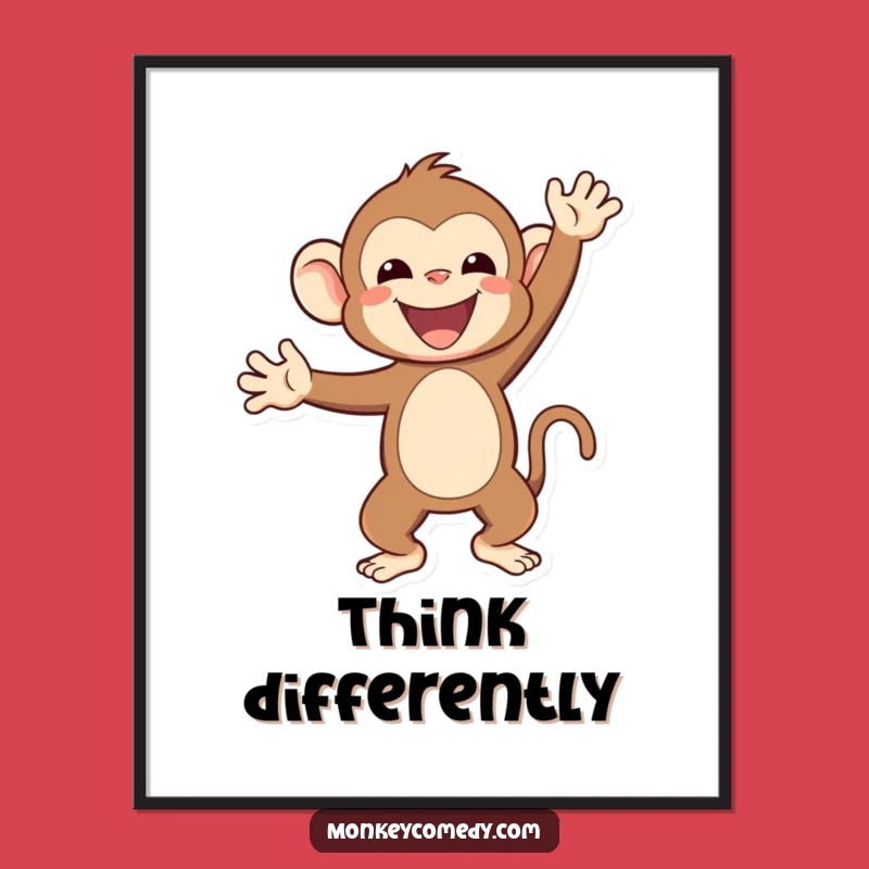 Funny Kawaii Monkey Handstand Poster: Acrobatic Joy Art Funny Gift