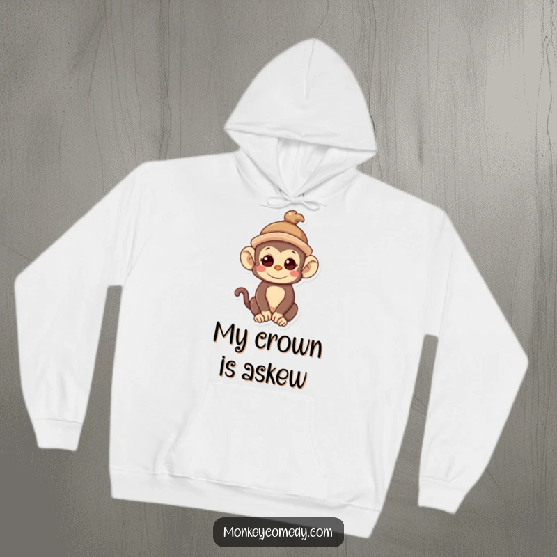 Funny Kawaii Monkey Hoodie: A cute monkey wears a tiny, crooked hat, offering cozy comfort and quirky, adorable flair.