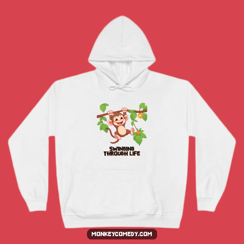 Funny Swinging Monkey Hoodie - Cozy Grinning Jungle Sweatshirt, Great Gift