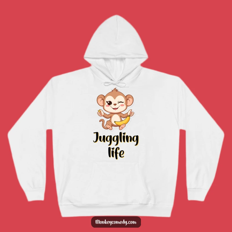Kawaii Monkey Juggling Hoodie - Cozy Funny Monkey Sweatshirt, Great Funny Gift Idea