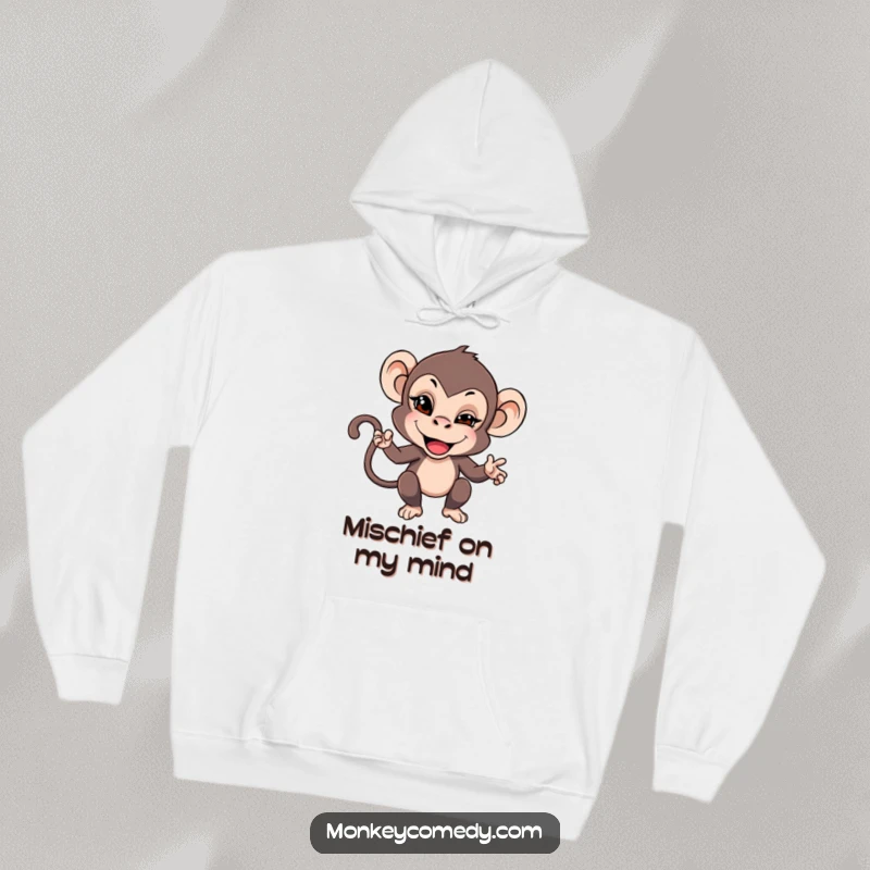 Funny hoodie featuring a monkey with a mischievous wink, perfect for adding a touch of playful teasing.