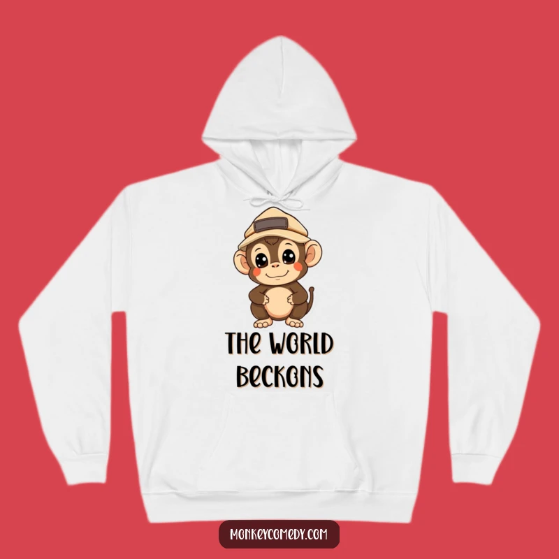 Cozy Funny Kawaii Monkey Explorer Hoodie: Adventure Ready Warmth