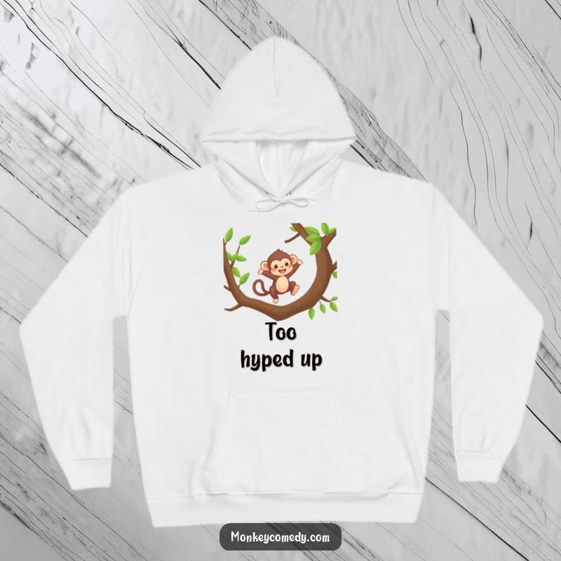 Funny Kawaii Monkey Hoodie: A cute monkey leaps joyfully, offering cozy comfort and energetic, adorable style.