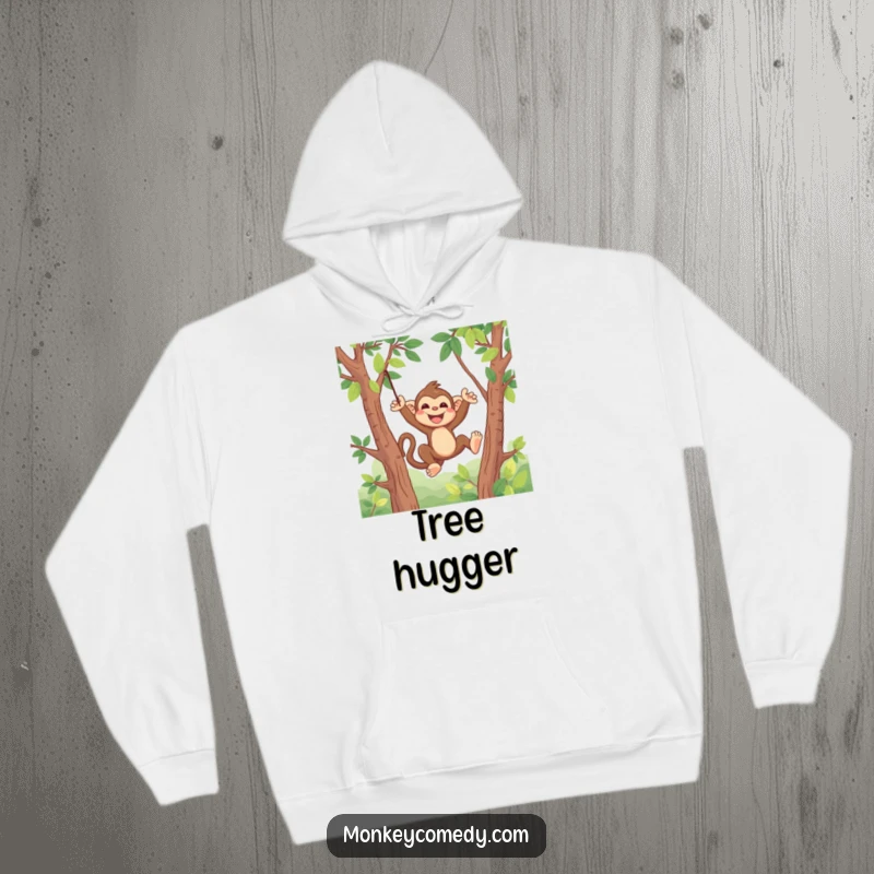Funny Kawaii Monkey Hoodie: A soft, warm hoodie featuring a cute monkey joyfully swinging from tree vines.