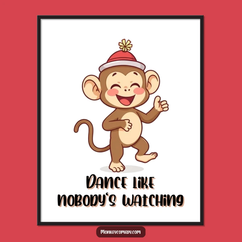Funny Free Printable Wall Art: Dancing Monkey with Hat - Humorous Downloadable Decor!