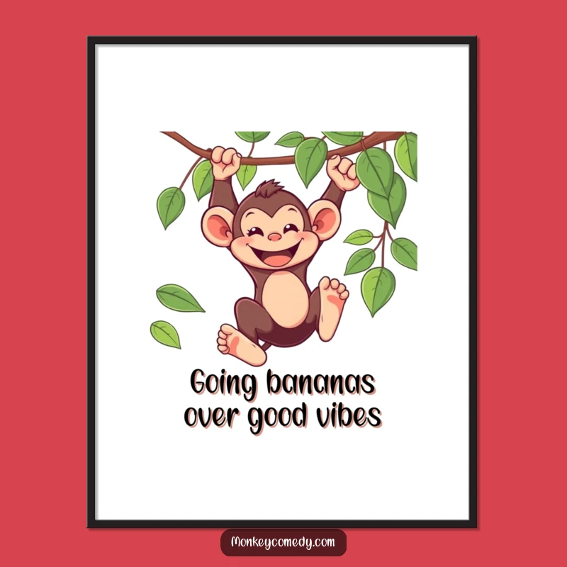 Free Printable Monkey Wall Art: Joyful Grinning Swinger Downloadable Decor