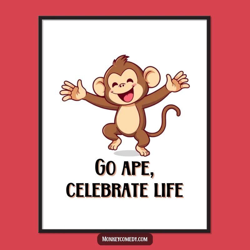 Funny Free Printable Monkey Wall Art: Silly Dancing Monkey Decor