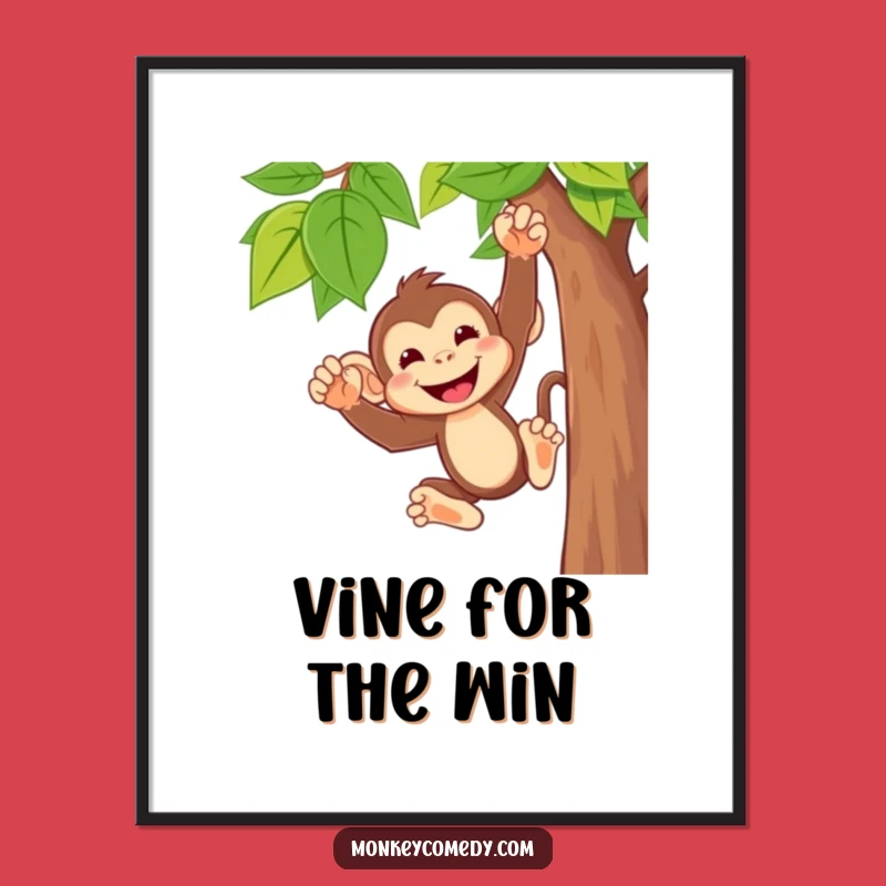 Funny Free Printable Wall Art: Cheeky Swinging Monkey, Quirky Downloadable Decor