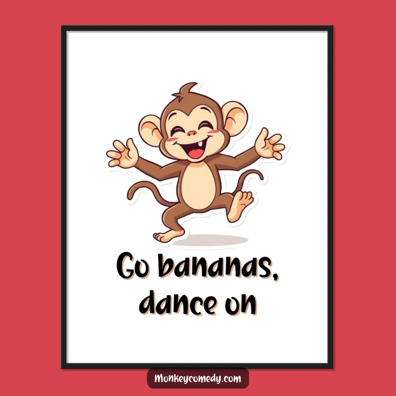 Funny Free Printable Wall Art: Energetic Dancing Monkey, Quirky Downloadable Decor
