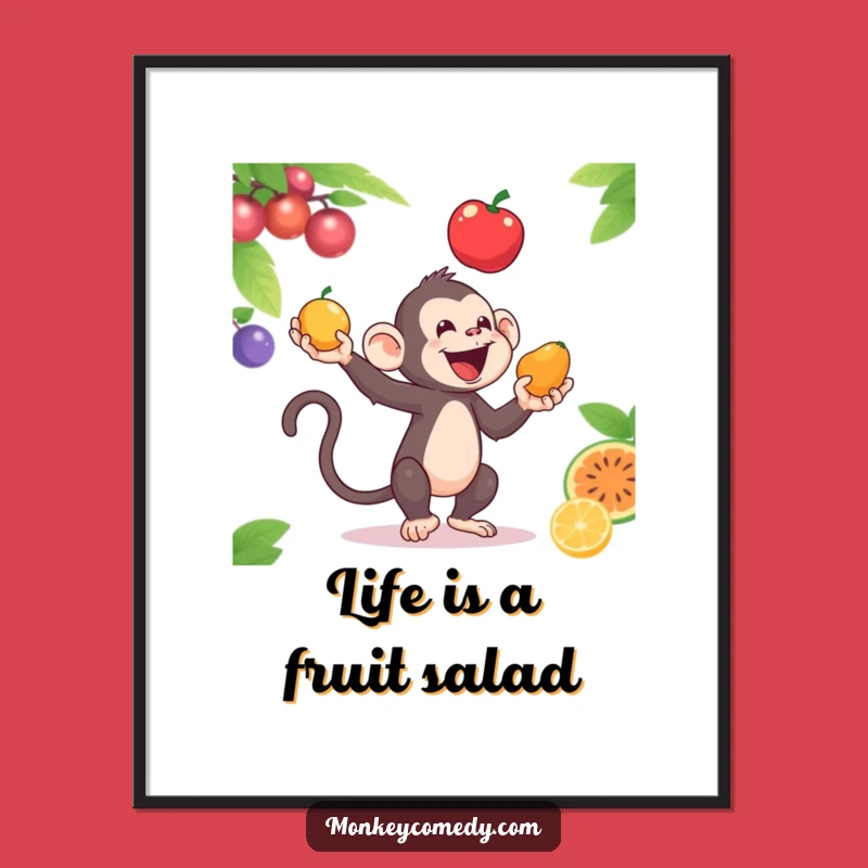 Funny Free Printable Wall Art: Juggling Monkey Mania! Downloadable Art.