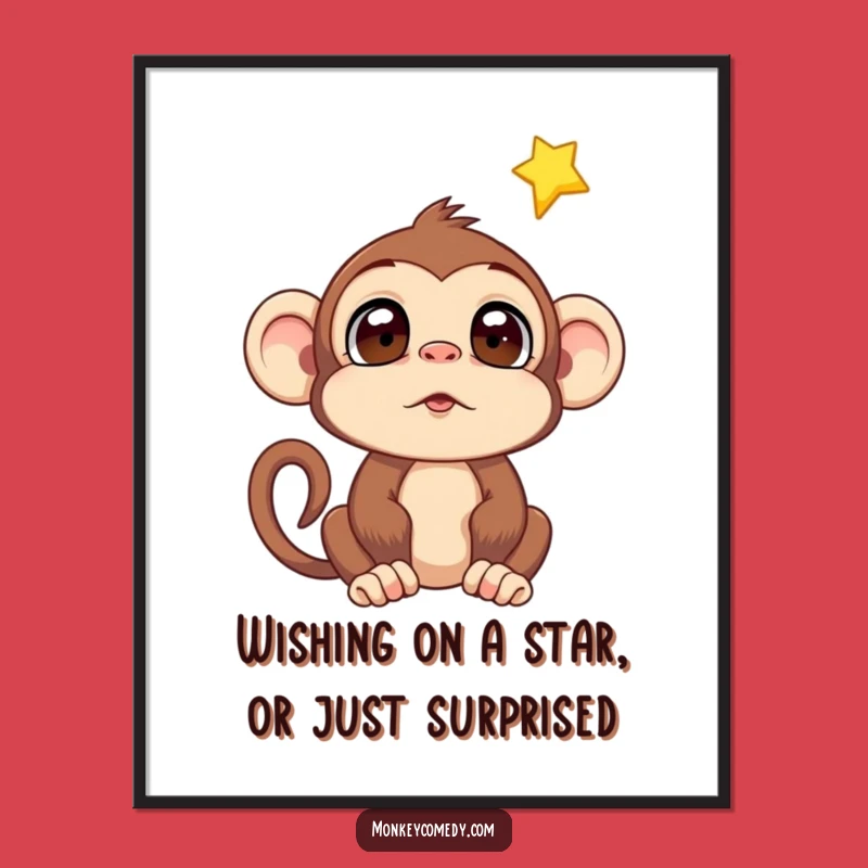Funny Free Printable Wall Art: Surprised Monkey, Falling Star Wonder!