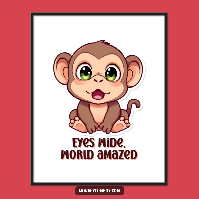 Funny Free Printable Wall Art: Surprised Monkey Wide Eyes Downloadable Art for Whimsy