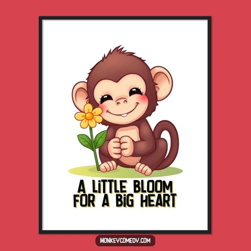 Funny Free Printable Wall Art: Sweet Monkey Offering Flower Art!