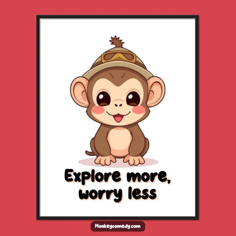 Funny Monkey Art Print: Free Printable Explorer Kawaii Downloadable Art for Walls