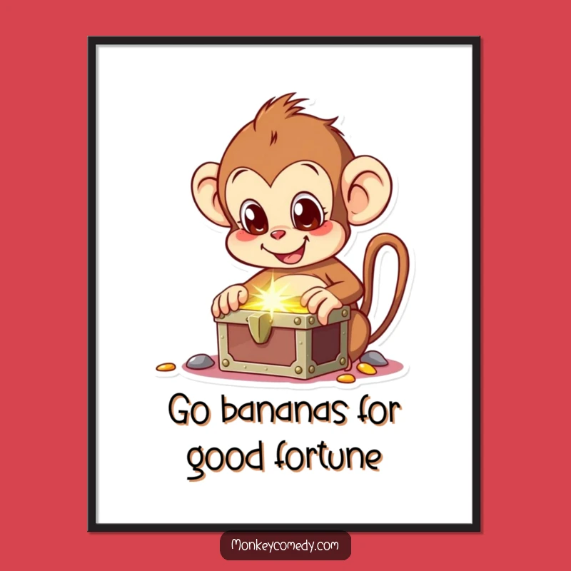 Funny Free Printable Wall Art: Monkey's Treasure Discovery - Downloadable Decor!