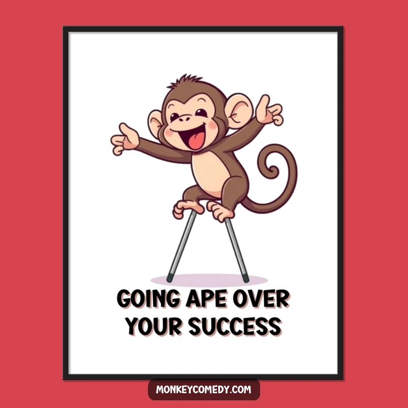 Funny Free Printable Wall Art: Monkey on Stilts, Hilarious Downloadable Decor Gift