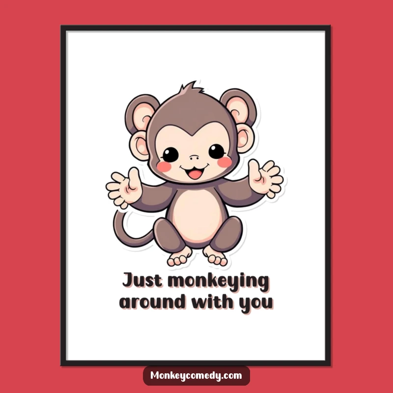 Free Printable Wall Art: Funny Kawaii Monkey Hug - Humorous Downloadable Decor