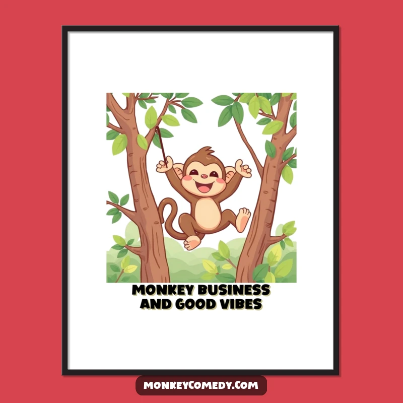 Funny Monkey Art Print: Free Printable Gleeful Kawaii Downloadable Art for Walls