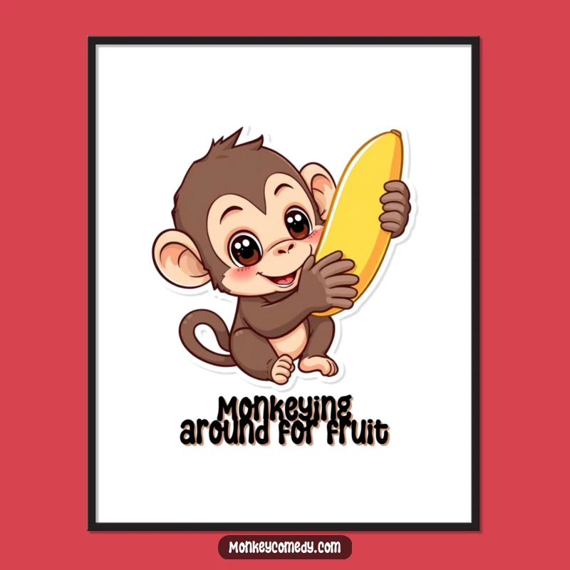 Free Printable Monkey Art: Curious Banana Downloadable Wall Decor, Funny DIY Gift