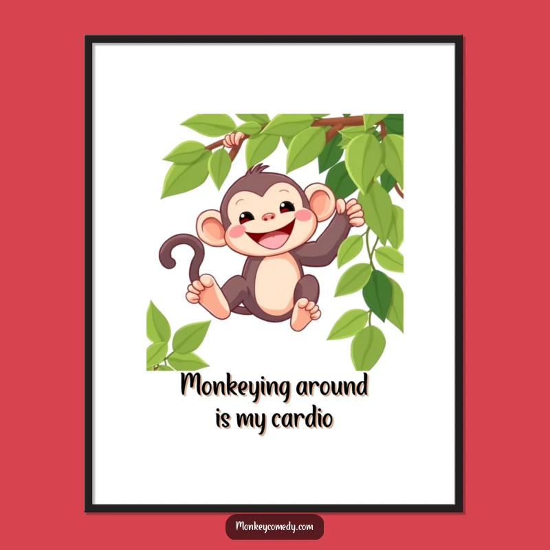 Adventurous Free Printable Wall Art: Swinging Monkey, Downloadable Decor