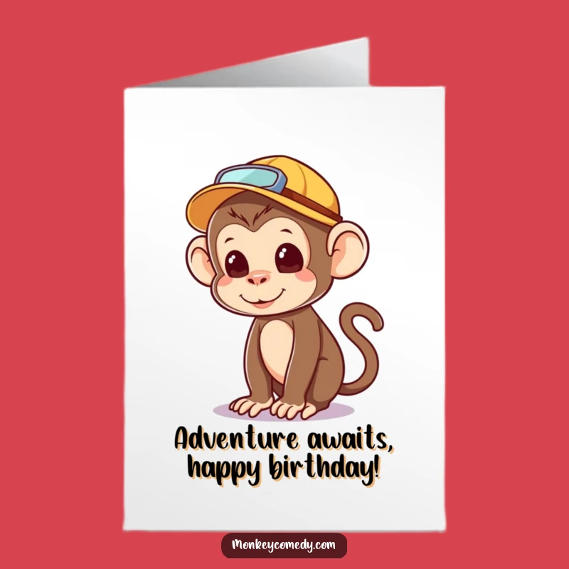 Free Printable Birthday Card: Explorer Monkey, Funny Downloadable Gift!