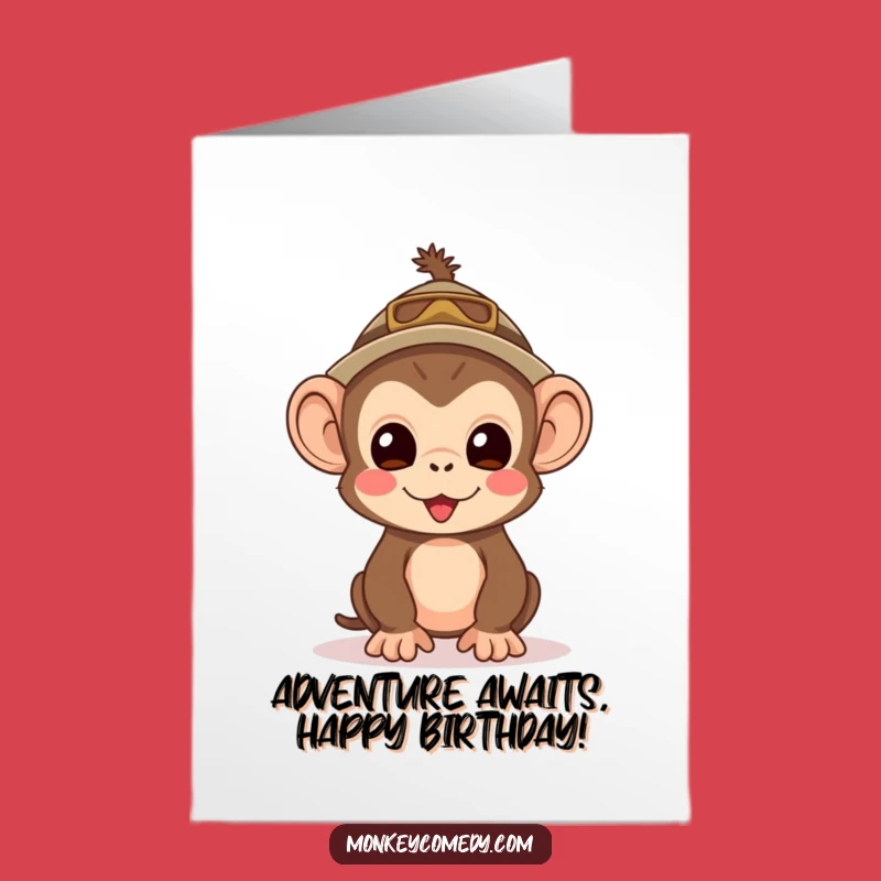 Explorer Monkey Birthday Card: Free Printable Funny Downloadable Gift for Adventurous Souls