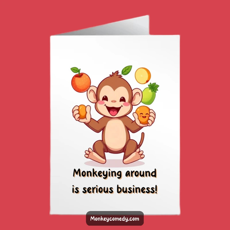 Free Printable Birthday Card: Funny Juggling Monkey Surprise!