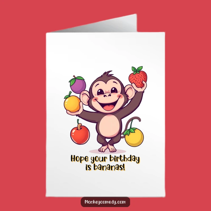 Free Printable Birthday Card: Funny Monkey Juggling Fruit DIY Gift!
