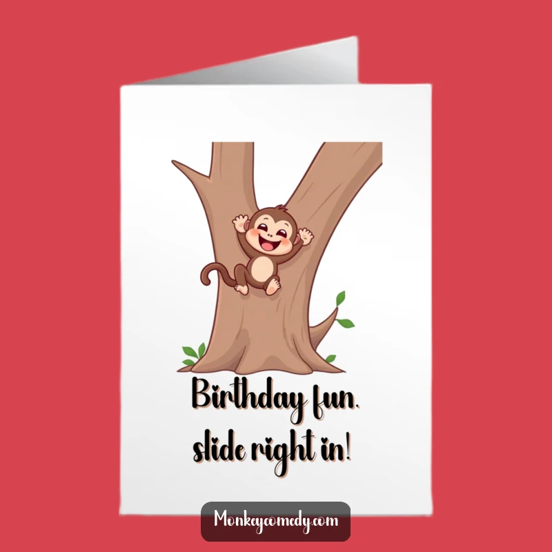 Free Printable Birthday Card: Gleeful Monkey Slide, Hilarious Downloadable Fun