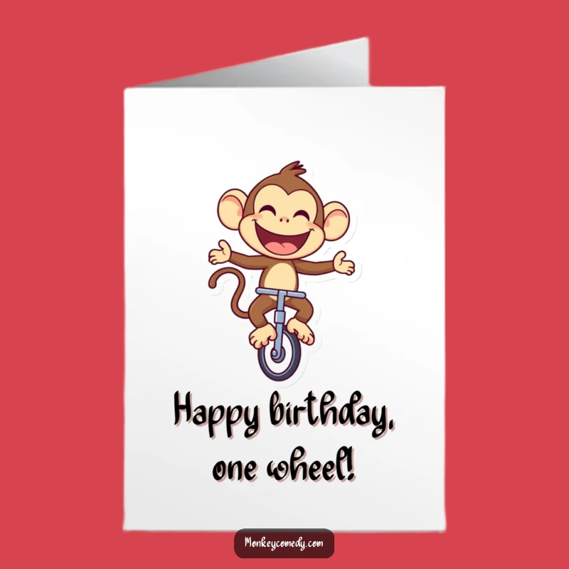 Free Printable Birthday Card: Joyful Monkey Unicycle, Fun Downloadable Gift!