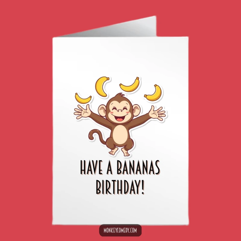 Free Printable Birthday Card: Juggling Monkey, Funny Banana Gift