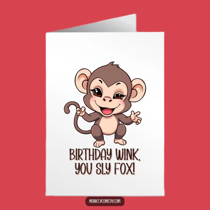 Free Printable Birthday Card: Mischievous Monkey Wink! Downloadable Gift.