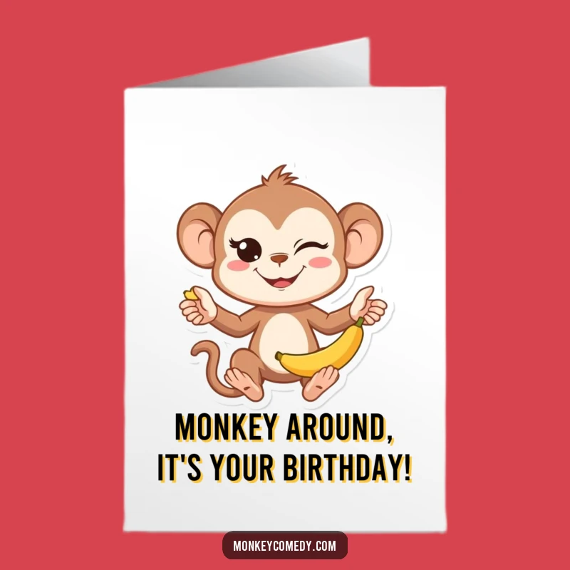 Mischievous Monkey Birthday Card: Free Printable Funny Downloadable Gift for a Playful Pal