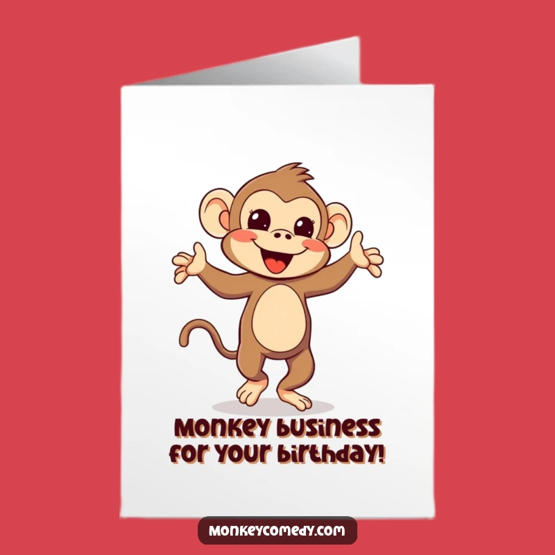 Free Printable Funny Birthday Card Kawaii Monkey Dance Downloadable Gift for Him Her