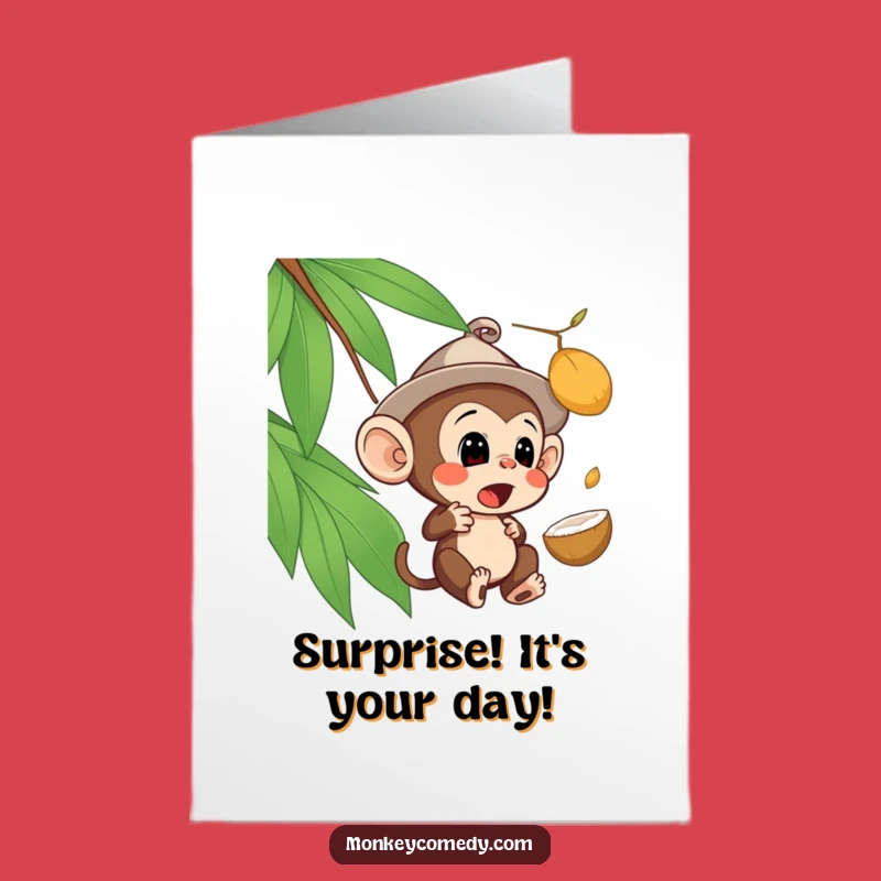 Free Printable Monkey Card: Hat Surprise Birthday, Downloadable DIY Gift