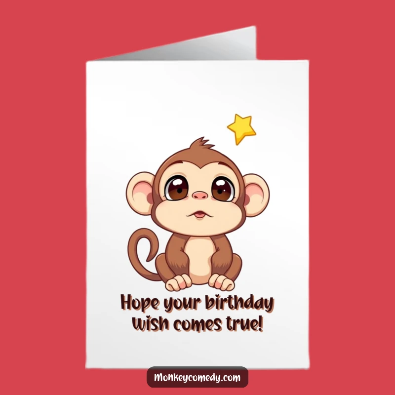 Surprised Monkey Free Printable Birthday Card: Starry Night Wonder Wishes!