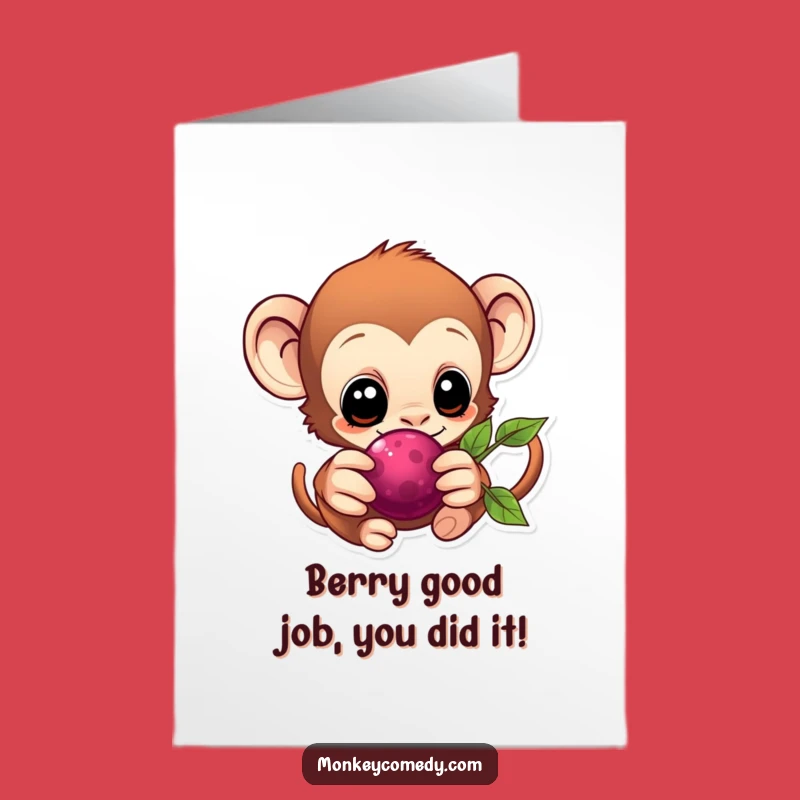Excited Monkey Berry Free Printable Congrats Card - Enthusiastic Downloadable Greeting for Success
