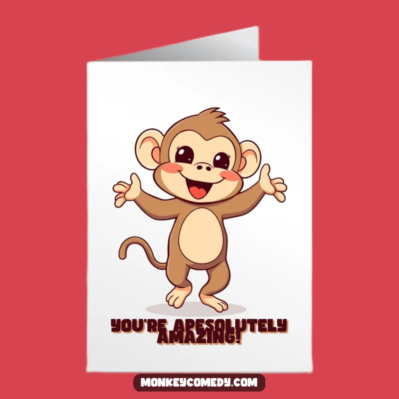 Free Printable Congratulations Card Kawaii Monkey Dance Funny Downloadable Gift