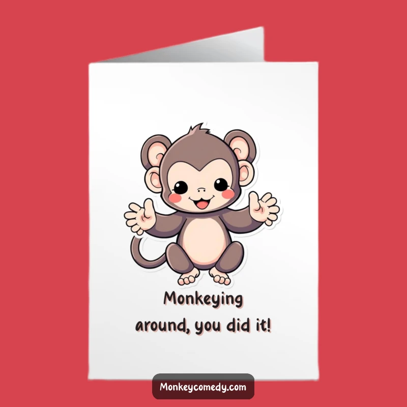 Free Printable Congrats Card: Funny Kawaii Monkey Embrace Greeting - Instant Download