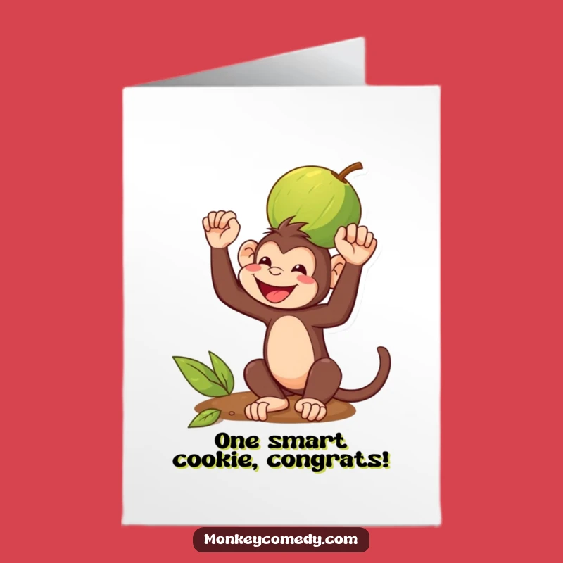Free Printable Monkey Congrats Card: Grinning Coconut Balance Gift