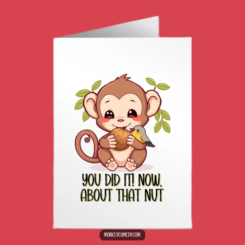 Free Printable Funny Monkey & Bird Congrats Card - Sweet Downloadable