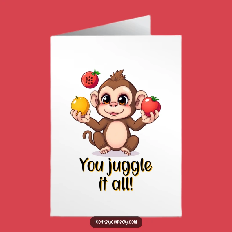 Free Printable Congrats Card: Monkey Juggler, Funny Downloadable Celebration