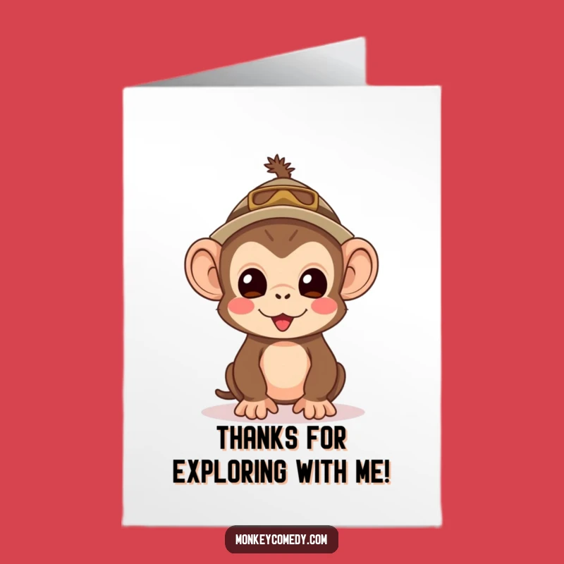 Explorer Monkey Thank You Card: Free Printable Funny Downloadable Gift for Thanks