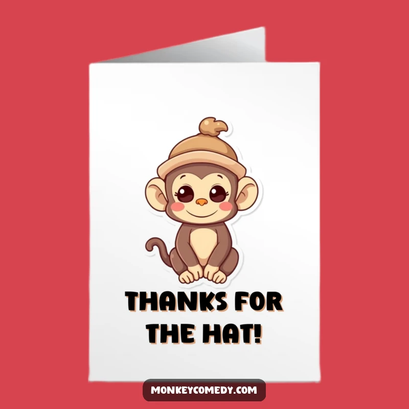 Free Printable Kawaii Monkey Thank You Card: Thanks a Hatful!