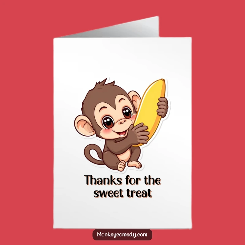 Free Printable Monkey Card: Curious Banana Thanks, Downloadable DIY Gift